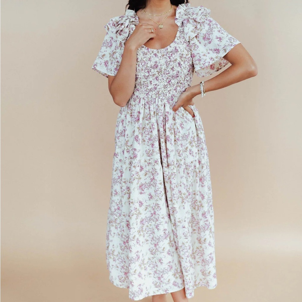 Midi Floral Smocked Dress